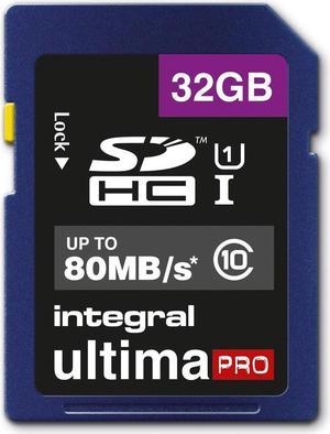 32GB Integral Ultima Pro SDHC 80MB/sec CL10 UHS-1 Memory Card