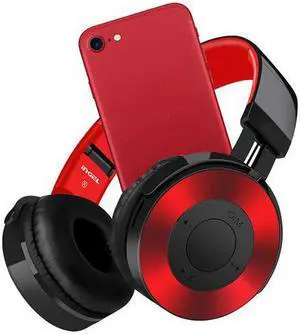 Dprui Foldable Wireless Earphone Hifi Stereo Music Gaming Headset Support Sd Card For Mobile Phone With Mic Bluetooth Headphone (Red)