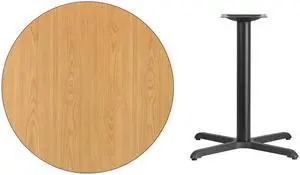 36'' Round Natural Laminate Table Top with 30'' x 30'' Table Height Base