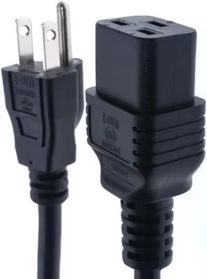 North American Power Cord Extension, NEMA 5-15P to C19,10ft/3m, 3X14 AWG(2.08mm2), 16A, 110-250V,UL Listed,UPS Supply Power Cord North American Power Cord Extension, NEMA 5-15P to C19,10ft/3m, 3X14 AWG(2.08mm2), 16A, 110-250V,UL Listed,UPS Supply Power Cord