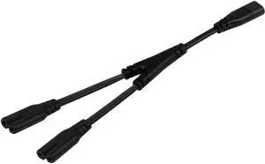 IEC 320 C8 to 2 C7 Y Splitter Power Cord, Figure 8 Male to Dual Female 1-in-2 Out AC Power Cord, IEC320 C8 to 2X C7 Y Split Multi IEC Double AC Cord (C8 to two C7) IEC 320 C8 to 2 C7 Y Splitter Power Cord, Figure 8 Male to Dual Female 1-in-2 Out AC Power Cord, IEC320 C8 to 2X C7 Y Split Multi IEC Double AC Cord (C8 to two C7)