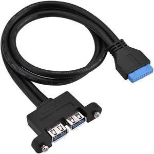 20 Pin Motherboard to Dual USB 3.0 Cable with screw panel , 2 Ports USB 3.0 Female Back Panel to 20pin Header Cable Adapter with PCI Slot Plate Bracket (1.64ft/50cm) 20 Pin Motherboard to Dual USB 3.0 Cable with screw panel , 2 Ports USB 3.0 Female Back Panel to 20pin Header Cable Adapter with PCI Slot Plate Bracket (1.64ft/50cm)