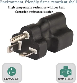 6-20P to 6-15R & 6-20R Power Converter Travel Plug Adapter, Nema 6-20P Male to Nema 6-15/20R Comb Female Electrical Adapters, NEMA Adapter NEMA Converter Travel Adapter,1-Pack 6-20P to 6-15R & 6-20R Power Converter Travel Plug Adapter, Nema 6-20P Male to Nema 6-15/20R Comb Female Electrical Adapters, NEMA Adapter NEMA Converter Travel Adapter,1-Pack