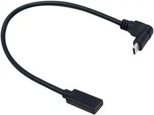 90 Degree USB Type C Extention Cable 1feet Short,  Up & Down Angled USB-C USB 3.1 Type-C Male to Female Extension Charging Cable for Laptop & Tablet & Cell Phone