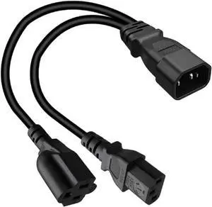 Tekit C14 to C13+NEMA 5-15R Y Splitter Short Power Cord,Single IEC 320 C14 Male to C13+Nema 5-15R Female Y Split ,Multi IEC Cable Dual IEC Double ,1ft /30mm Tekit C14 to C13+NEMA 5-15R Y Splitter Short Power Cord,Single IEC 320 C14 Male to C13+Nema 5-15R Female Y Split ,Multi IEC Cable Dual IEC Double ,1ft /30mm
