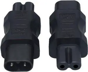 2-Pack IEC C7 to C8 Power Converter Travel Plug Adapter, IEC 60320 C8 Male to C7 Female Electrical Adapter,IEC Power Connector 2-Pack IEC C7 to C8 Power Converter Travel Plug Adapter, IEC 60320 C8 Male to C7 Female Electrical Adapter,IEC Power Connector