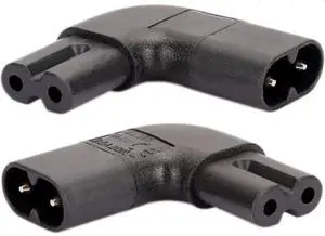 2-Pack IEC C7 to C8 Elbow Plug Power Adapter Travel Plug Adapter, IEC60320 C8 to 90-Degree Right Angle IEC C7 Power Converter Electrical Adapter 2-Pack IEC C7 to C8 Elbow Plug Power Adapter Travel Plug Adapter, IEC60320 C8 to 90-Degree Right Angle IEC C7 Power Converter Electrical Adapter