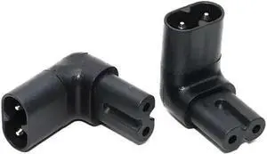 2-Pack IEC C7 to C8 Elbow Plug Power Converter Travel Adapter, IEC 320 C7 to 90-Degree Up/Down Angle C8 Electrical Adapter,90 degree angle IEC Power Connector. 2-Pack IEC C7 to C8 Elbow Plug Power Converter Travel Adapter, IEC 320 C7 to 90-Degree Up/Down Angle C8 Electrical Adapter,90 degree angle IEC Power Connector.