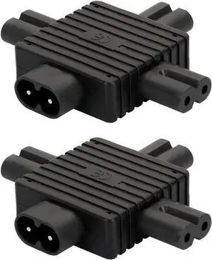 2-Pack IEC C8 to 3*C7 Y Splitter Power Converter Travel Plug Adapter, 1 in 3 Out IEC 60320 C8 Male to Three C7 Female Y Split Electrical Adapter 2-Pack IEC C8 to 3*C7 Y Splitter Power Converter Travel Plug Adapter, 1 in 3 Out IEC 60320 C8 Male to Three C7 Female Y Split Electrical Adapter