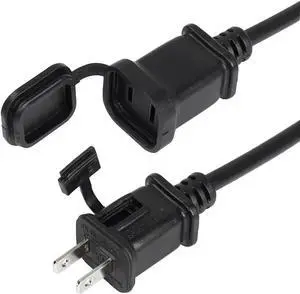 US 2 Prong Extension Cord with Fuse and Waterproof Cover, Outdoor Extension Cord NEMA 1 15 Male to Female Non Polarized 2 Prong Cord Extender for Christmas Light String Light Extension, UL Listed 3ft US 2 Prong Extension Cord with Fuse and Waterproof Cover, Outdoor Extension Cord NEMA 1 15 Male to Female Non Polarized 2 Prong Cord Extender for Christmas Light String Light Extension, UL Listed 3ft