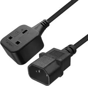 C14 to UK Female Socket Long Power Cord Plug, Quality UPS Power Cable IEC320 C14 Male Plug to UK BS1363 Female Socket Power Extension Cord 220V, 17AWG, 6ft/1.8m, Black C14 to UK Female Socket Long Power Cord Plug, Quality UPS Power Cable IEC320 C14 Male Plug to UK BS1363 Female Socket Power Extension Cord 220V, 17AWG, 6ft/1.8m, Black
