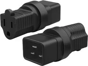 IEC C20 to US 3 Prong 5-15R Power Converter Travel Plug Adapter, US 3 Prong NEMA 5-15R Female Socket to C20 Electrical Adapter, 1-Pack IEC C20 to US 3 Prong 5-15R Power Converter Travel Plug Adapter, US 3 Prong NEMA 5-15R Female Socket to C20 Electrical Adapter, 1-Pack