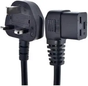UK to C19 Elbow Plug Power Cord, UK BS1363 to 90 Degree Left Angle IEC 320 C19 Power Cable Replacement, 16AWG, 3ft/1m UK to C19 Elbow Plug Power Cord, UK BS1363 to 90 Degree Left Angle IEC 320 C19 Power Cable Replacement, 16AWG, 3ft/1m