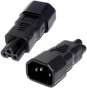 (2 Pack) C14 to C5 Power Converter Travel Plug Adapter,IEC 60320 C14 Male to C5 Cloverleaf Female Electrical Adapter,IEC Power Connector (2 Pack) C14 to C5 Power Converter Travel Plug Adapter,IEC 60320 C14 Male to C5 Cloverleaf Female Electrical Adapter,IEC Power Connector