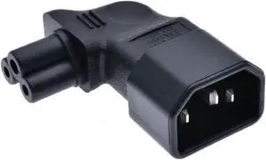 2-Pack IEC C14 to C5 Elbow Plug Power Converter Travel Plug Adapter, IEC 320 C14 Male to 90-Degree Right Angle IEC C5 Female Mickey Mouse Electrical Adapter 2-Pack IEC C14 to C5 Elbow Plug Power Converter Travel Plug Adapter, IEC 320 C14 Male to 90-Degree Right Angle IEC C5 Female Mickey Mouse Electrical Adapter