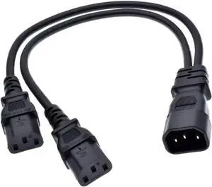 IEC C14 to 2*C13 Y Splitter, IEC 320 C14 Male to Dual C13 Female Y Split Multi IEC Cable, IEC Power Strip Dual IEC Double Splitter, 3 Prong Cable Splitter, 18AWG 1ft/30cm IEC C14 to 2*C13 Y Splitter, IEC 320 C14 Male to Dual C13 Female Y Split Multi IEC Cable, IEC Power Strip Dual IEC Double Splitter, 3 Prong Cable Splitter, 18AWG 1ft/30cm