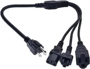 US 1-to-3 Power Y Splitter with IEC C5 Laptop Connection,US Standard 3-Prong NEMA 5-15P to IEC320 C13 + C5 + NEMA 5-15R Female Y Split,3 in 1 Multi IEC Cable US Power Strip(50cm/1.6ft) US 1-to-3 Power Y Splitter with IEC C5 Laptop Connection,US Standard 3-Prong NEMA 5-15P to IEC320 C13 + C5 + NEMA 5-15R Female Y Split,3 in 1 Multi IEC Cable US Power Strip(50cm/1.6ft)