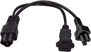 C6 to C5/1-15R Y Splitter, IEC320 C6 to C5 + NEMA 1-15R Power Y Split Cord, IEC320 C6 Male to US 2-Prong Female and C5 Mickey Mouse Female Multi IEC Cable Dual IEC Double, 18AWG, 1ft/0.3m C6 to C5/1-15R Y Splitter, IEC320 C6 to C5 + NEMA 1-15R Power Y Split Cord, IEC320 C6 Male to US 2-Prong Female and C5 Mickey Mouse Female Multi IEC Cable Dual IEC Double, 18AWG, 1ft/0.3m