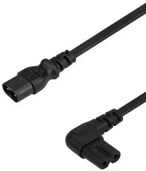 IEC C7 to C8 Elbow Plug Power Cord , IEC 60320 C8 Male to Right Angle IEC C7 Female Power Extension Cord , 18AWG, 1ft/0.3m Black IEC C7 to C8 Elbow Plug Power Cord , IEC 60320 C8 Male to Right Angle IEC C7 Female Power Extension Cord , 18AWG, 1ft/0.3m Black