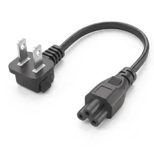 NEMA1-15P Elbow Plug to C5 Power Cable, Non-Polarized 90-Degree Angle US/JP 2-Prong NEMA 1-15P to IEC C5 Power Cord ,18AWG 1ft NEMA1-15P Elbow Plug to C5 Power Cable, Non-Polarized 90-Degree Angle US/JP 2-Prong NEMA 1-15P to IEC C5 Power Cord ,18AWG 1ft