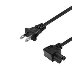 NEMA1-15P to C5 Elbow Plug Power Cable, Non-Polarized US/JP 2-Prong NEMA 1-15P to 90-Degree Left Angle IEC C5 Power Cord ,18AWG 1ft NEMA1-15P to C5 Elbow Plug Power Cable, Non-Polarized US/JP 2-Prong NEMA 1-15P to 90-Degree Left Angle IEC C5 Power Cord ,18AWG 1ft
