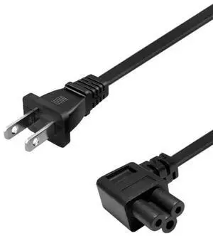 NEMA1-15P to C5 Elbow Plug Power Cable, Non-Polarized US/JP 2-Prong NEMA 1-15P to 90-Degree Right Angle IEC C5 Power Cord ,18AWG ,1ft NEMA1-15P to C5 Elbow Plug Power Cable, Non-Polarized US/JP 2-Prong NEMA 1-15P to 90-Degree Right Angle IEC C5 Power Cord ,18AWG ,1ft