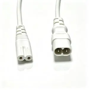 IEC C7 to C8 Power Cord , IEC 60320 C8 Male to C7 Female Power Extension Cord , 18AWG, 10ft/3m White IEC C7 to C8 Power Cord , IEC 60320 C8 Male to C7 Female Power Extension Cord , 18AWG, 10ft/3m White