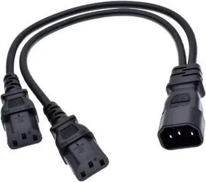 IEC320 C14 to 2*C13 Y Splitter, C14 Male to Two C13 Female Y Split Multi IEC Cable, IEC Power Strip Dual IEC Splitter, 3 Prong Cable Splitter, 18AWG 1ft/30cm, 10A 250V IEC320 C14 to 2*C13 Y Splitter, C14 Male to Two C13 Female Y Split Multi IEC Cable, IEC Power Strip Dual IEC Splitter, 3 Prong Cable Splitter, 18AWG 1ft/30cm, 10A 250V