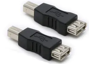 2 Pack USB 2.0 AF/BM Adapter Type A Female to USB B Print Male Adapter Connector Converter Plug 2 Pack USB 2.0 AF/BM Adapter Type A Female to USB B Print Male Adapter Connector Converter Plug