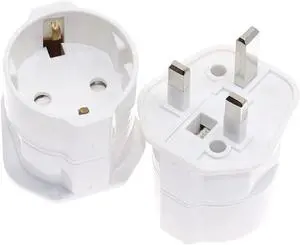 (2-Pack) UK to Schuko Power Converter, UK BS1363 to European CEE7 Schuko Female Socket Electrical Adapter, Euro UK Plug Adapter Travel Converter, White (2-Pack) UK to Schuko Power Converter, UK BS1363 to European CEE7 Schuko Female Socket Electrical Adapter, Euro UK Plug Adapter Travel Converter, White