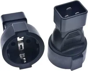 IEC C20 to EU Schuko Socket Power Converter Travel Plug Adapter, IEC320 C20 3-Prong Male to European CEE 7/7 Schuko Female Socket Electrical Adapter, Black, 1-Pack IEC C20 to EU Schuko Socket Power Converter Travel Plug Adapter, IEC320 C20 3-Prong Male to European CEE 7/7 Schuko Female Socket Electrical Adapter, Black, 1-Pack