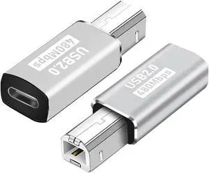 2-Pack USB C to MIDI Adapter,USB Type C Female to USB B Male Printer Adapter Converter, for Printer MIDI Electric Piano Electronic Drum (Grey, Straight Plug) 2-Pack USB C to MIDI Adapter,USB Type C Female to USB B Male Printer Adapter Converter, for Printer MIDI Electric Piano Electronic Drum (Grey, Straight Plug)