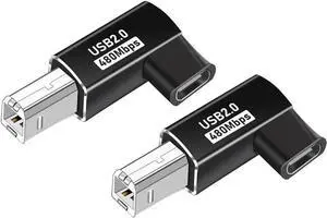 2-Pack USB C to MIDI Elbow Adapter,90 Degree Angle USB Type C Female to USB B Male Printer Adapter Converter, for Printer MIDI Electric Piano Electronic Drum (Black ,Elbow Plug) 2-Pack USB C to MIDI Elbow Adapter,90 Degree Angle USB Type C Female to USB B Male Printer Adapter Converter, for Printer MIDI Electric Piano Electronic Drum (Black ,Elbow Plug)