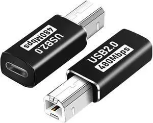 2-Pack USB C to MIDI Adapter,USB Type C Female to USB B Male Printer Adapter Converter, for Printer MIDI Electric Piano Electronic Drum (Black, Straight Plug) 2-Pack USB C to MIDI Adapter,USB Type C Female to USB B Male Printer Adapter Converter, for Printer MIDI Electric Piano Electronic Drum (Black, Straight Plug)
