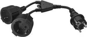 Europe Schuko CEE7/7 1-to-2 Outlet Y Splitter Power Cord, Euro CEE7/7 Male Plug to 2X Schuko Female Socket Y Split Power Cable, European Power Strip Splitter, Black, 1ft/30cm Europe Schuko CEE7/7 1-to-2 Outlet Y Splitter Power Cord, Euro CEE7/7 Male Plug to 2X Schuko Female Socket Y Split Power Cable, European Power Strip Splitter, Black, 1ft/30cm