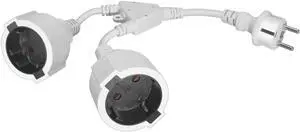 Europe Schuko 1 to 2 Outlet Y Splitter Short Power Cord 1 Foot, Euro Schuko CEE7/7 Male Plug to Dual Female Socket Y Split Power Extension Cable, European Power Strip, White, 1ft/30cm Europe Schuko 1 to 2 Outlet Y Splitter Short Power Cord 1 Foot, Euro Schuko CEE7/7 Male Plug to Dual Female Socket Y Split Power Extension Cable, European Power Strip, White, 1ft/30cm