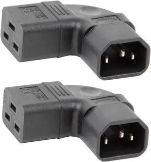 2-Pack IEC C14 to C19 Elbow Plug Power Converter Travel Plug Adapter, IEC 60320 C14 Male to 90 Degree Left Angle IEC C19 Female Electrical Adapter IEC Power Adapter 2-Pack IEC C14 to C19 Elbow Plug Power Converter Travel Plug Adapter, IEC 60320 C14 Male to 90 Degree Left Angle IEC C19 Female Electrical Adapter IEC Power Adapter