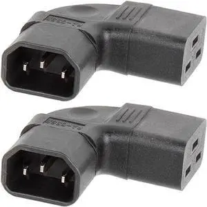 2-Pack IEC C14 to C19 Elbow Plug Power Converter Travel Plug Adapter, IEC 320 C14 Male to Right Angle IEC C19 Female Electrical Adapter 2-Pack IEC C14 to C19 Elbow Plug Power Converter Travel Plug Adapter, IEC 320 C14 Male to Right Angle IEC C19 Female Electrical Adapter