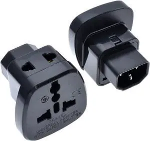 2-Pack IEC C14 to Universal Female AU US UK EU C13 Safe Socket Power Converter AC Plug with Safety Shutter, International to C14 Electrical Adapter 2-Pack IEC C14 to Universal Female AU US UK EU C13 Safe Socket Power Converter AC Plug with Safety Shutter, International to C14 Electrical Adapter