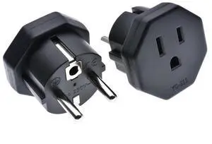 2 Pack US 5-15R to Europe Plug Power Converter Travel Adapter ,Eu European CEE7 Schuko to NEMA 5-15R Electrica Adapter,US EU Plug adapter ,Euro US Plug adapter(Black) 2 Pack US 5-15R to Europe Plug Power Converter Travel Adapter ,Eu European CEE7 Schuko to NEMA 5-15R Electrica Adapter,US EU Plug adapter ,Euro US Plug adapter(Black)