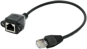 Cat 6 Ethernet Network Cable RJ45 Male to Female Shielded Ethernet Network Connector Extension Cable for Router, Modem,1ft/30cm Without Screw Panel Mount Cat 6 Ethernet Network Cable RJ45 Male to Female Shielded Ethernet Network Connector Extension Cable for Router, Modem,1ft/30cm Without Screw Panel Mount