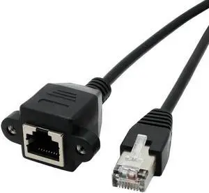 Cat 6 Ethernet Network Cable RJ45 Male to Female Shielded Ethernet Network Connector Screw Panel Mount Extension Cable for Router, Modem,5ft/150cm With Screw Panel Mount Cat 6 Ethernet Network Cable RJ45 Male to Female Shielded Ethernet Network Connector Screw Panel Mount Extension Cable for Router, Modem,5ft/150cm With Screw Panel Mount