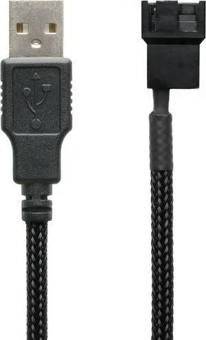 USB to 3/4-Pin PWM 5V USB Sleeved Fan Power Adapter Cable USB to 3/4-Pin PWM 5V USB Sleeved Fan Power Adapter Cable