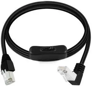 Cat6 Ethernet Cable with On/Off Switch, RJ45 Male to Male Internet Network Cord, High Speed, 90 Degree Up Angle RJ45 M/M Cable with Switch,2ft/60cm Cat6 Ethernet Cable with On/Off Switch, RJ45 Male to Male Internet Network Cord, High Speed, 90 Degree Up Angle RJ45 M/M Cable with Switch,2ft/60cm