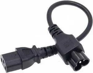 IEC 320 C13 to C6 AC Short Power Cord 1 Foot, 3-Pole C13 Female to Mickey Mouse 3-Pole C6 Male Short Power Cable, IEC Cable,18AWG,1ft/30cm IEC 320 C13 to C6 AC Short Power Cord 1 Foot, 3-Pole C13 Female to Mickey Mouse 3-Pole C6 Male Short Power Cable, IEC Cable,18AWG,1ft/30cm