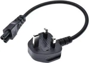 UK to C5 Short Power Cord 1ft, UK Plug BS1363 3-Prong Male to IEC320 C5 Mickey Cloverleaf AC Power Cable for British/England/Scotland/Ireland Laptop AC Power Adapter, 18AWG, 1ft/30cm UK to C5 Short Power Cord 1ft, UK Plug BS1363 3-Prong Male to IEC320 C5 Mickey Cloverleaf AC Power Cable for British/England/Scotland/Ireland Laptop AC Power Adapter, 18AWG, 1ft/30cm