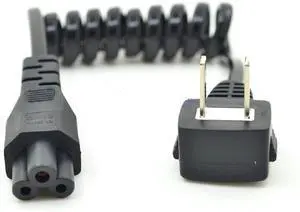 NEMA 1-15P to IEC320 C5 Retractable Spring Power Cord, Elbow Plug Non Polarized US 2 Prong to C5 Power Extension Cord Replacement, 10-30cm,18AWG NEMA 1-15P to IEC320 C5 Retractable Spring Power Cord, Elbow Plug Non Polarized US 2 Prong to C5 Power Extension Cord Replacement, 10-30cm,18AWG