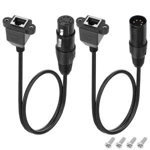 1-Pair XLR 3pin to RJ45 Female Adapter Cable,XLR Male to RJ45 Network Connector Extension Cable Use Cat5 Ethernet for DMX-CON Controller Series RGB Tube Light, Mixer -1ft/30cm 1-Pair XLR 3pin to RJ45 Female Adapter Cable,XLR Male to RJ45 Network Connector Extension Cable Use Cat5 Ethernet for DMX-CON Controller Series RGB Tube Light, Mixer -1ft/30cm