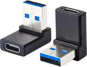 2-Pack Right Angle USB A Male to USB C Female Adapter,90 Degree USB3.0 to Type C Cable Connector Support unidirectional Sides 5Gbps & Data Transfer, for Laptops,Phone,PC 2-Pack Right Angle USB A Male to USB C Female Adapter,90 Degree USB3.0 to Type C Cable Connector Support unidirectional Sides 5Gbps & Data Transfer, for Laptops,Phone,PC