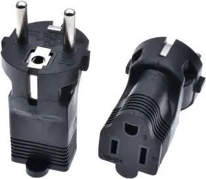 (2 Pack) Euro US Plug Adapter, USA NEMA 5-15R Receptacle to European EU Schuko CEE 7 Power Converter, Type E/F Germany European Travel Adapter (2 Pack) Euro US Plug Adapter, USA NEMA 5-15R Receptacle to European EU Schuko CEE 7 Power Converter, Type E/F Germany European Travel Adapter